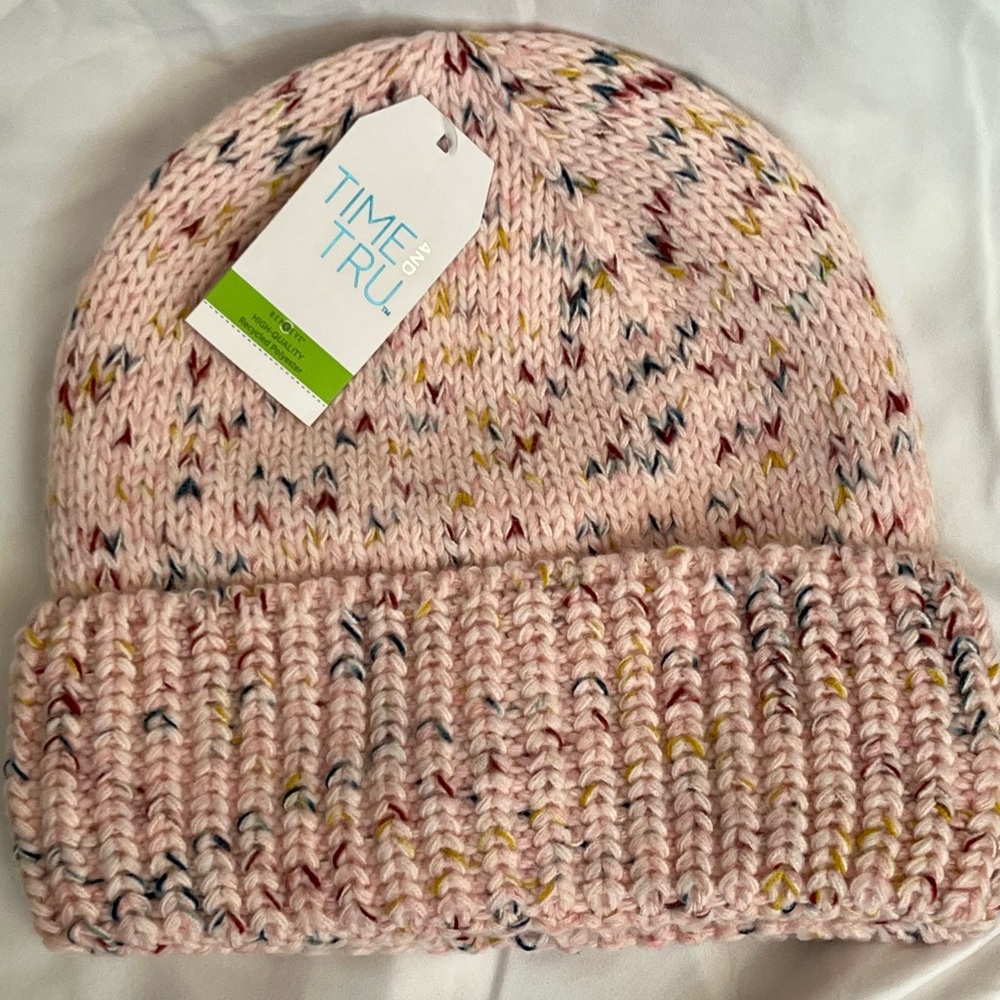 Confetti Women's Pink Knit Ribbed Cuff Insulated Hat ONE SIZE NEW